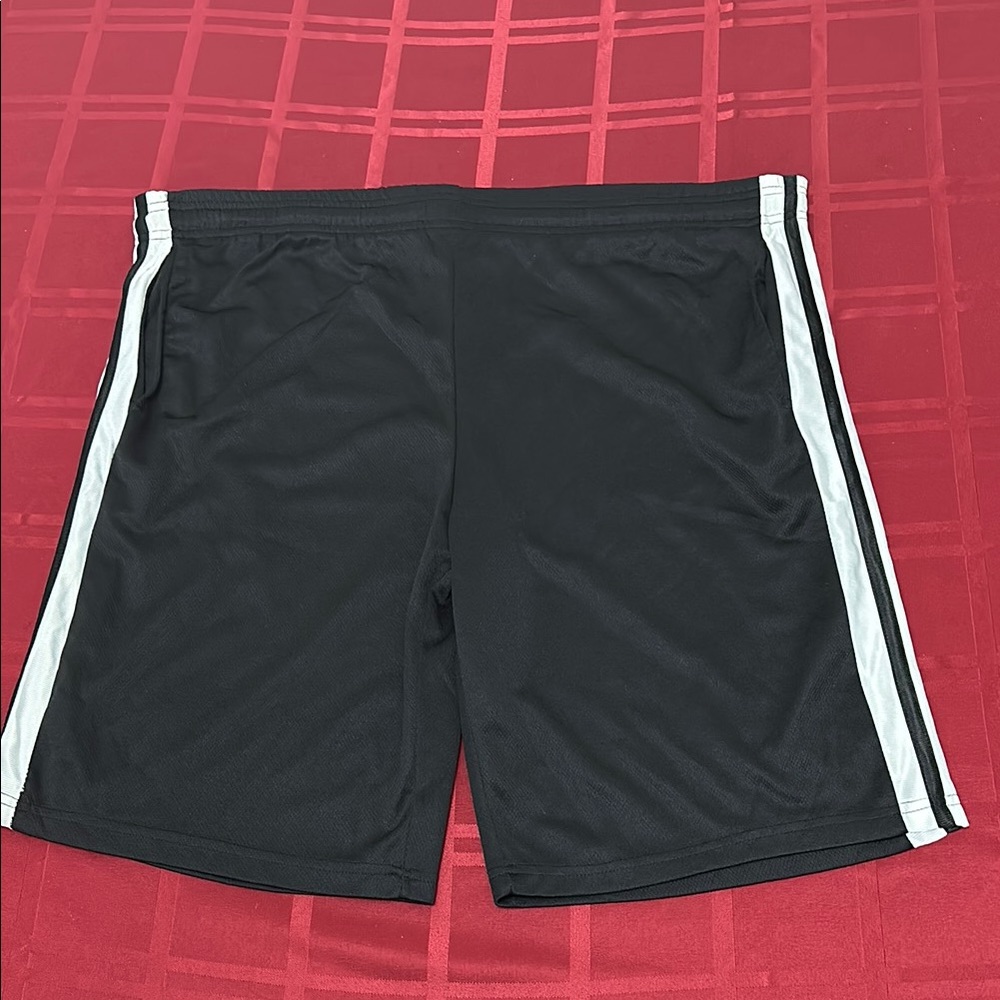 Black Athletic Shorts with White Stripes